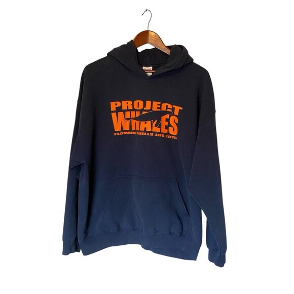 Project Whales Blue Pullover Hoodie Men's XL Flowing Wells JHS 2015 Gildan - Picture 1 of 7